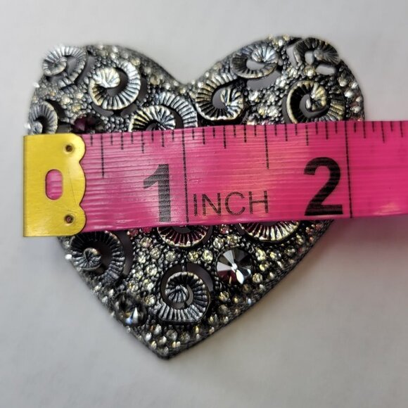 Heart Pendant Necklace, Crystal Studded Heart Pendant Fashion Necklace - Picture 10 of 15